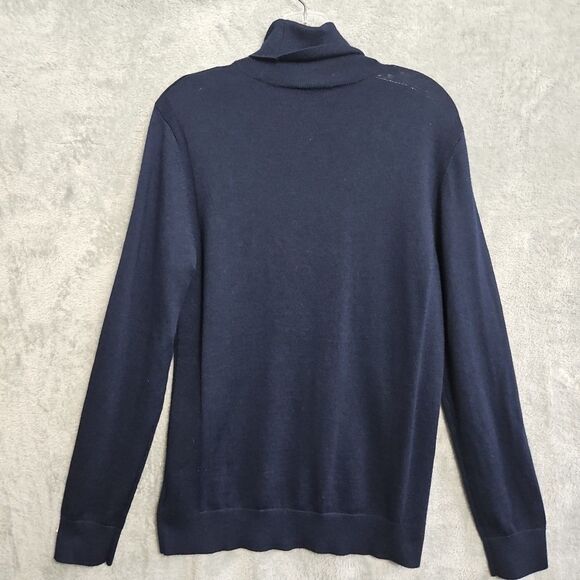 Express Navy Turtleneck Women's Med tunic Marino Wool nylon Sweater soft - Picture 8 of 10